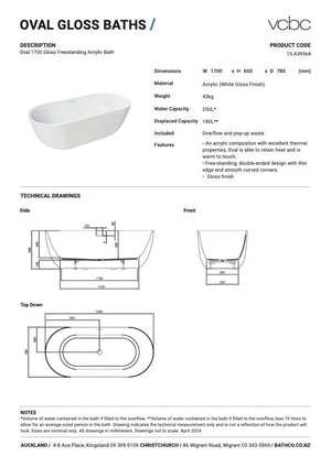 Bath Co Bath VCBC Oval Freestanding Bath