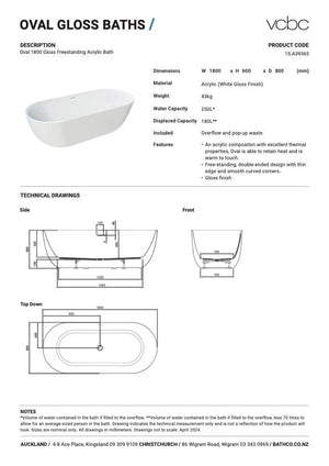 Bath Co Bath VCBC Oval Freestanding Bath