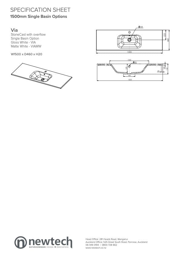 Newtech Newtech Citi Double Tier 1500mm | Single Basin 4 Drawer Wall Vanity