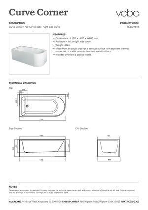 Bath & Co Bath VCBC Curve Corner Bath Curve On Right (Corner To Left Hand Side)