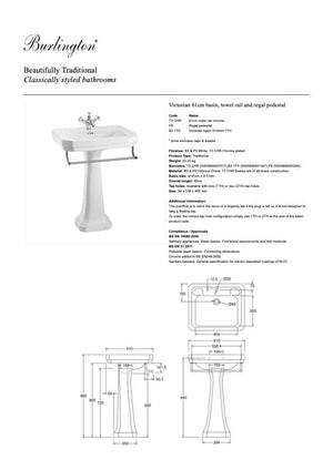 Burlington Basin Burlington Victorian Rectangle 610mm Basin and Pedestal