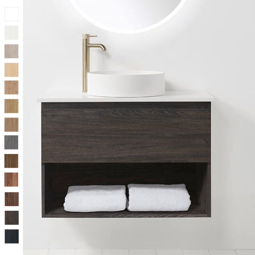 VCBC Soft Solid Surface 900 Wall Vanity | 1 Basin, 1 Drawer + Shelf