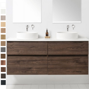 VCBC Soft Solid Surface 1550 Wall Vanity | 2 Basins + 4 Drawers
