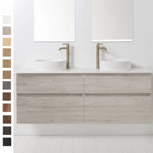 Bath Co Vanity VCBC Soft Solid Surface 1760 Wall Vanity | 2 Basins + 4 Drawers