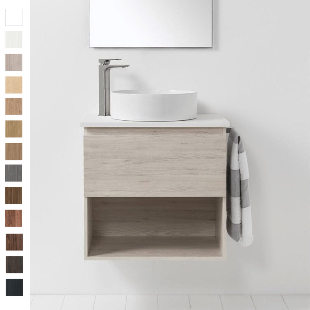 VCBC Soft Solid Surface 650 Wall Vanity | 1 Basin, 1 Drawer+ Shelf