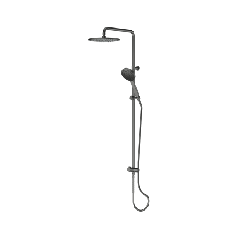 Greens shower Greens Lavish Brass Twin Rail Shower | Gun Metal