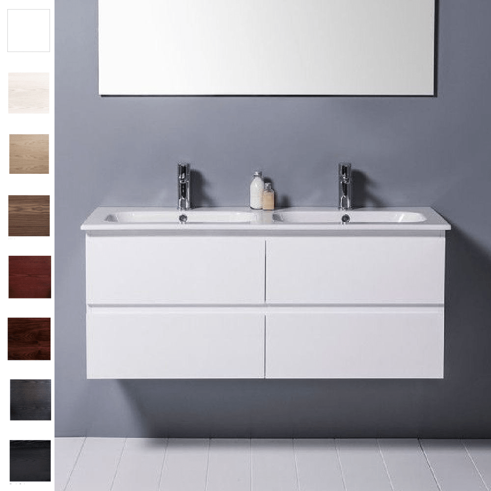 Bath Co Vanity Michel César Qubo 1200 Vanity | Double Basin & 4 Drawers