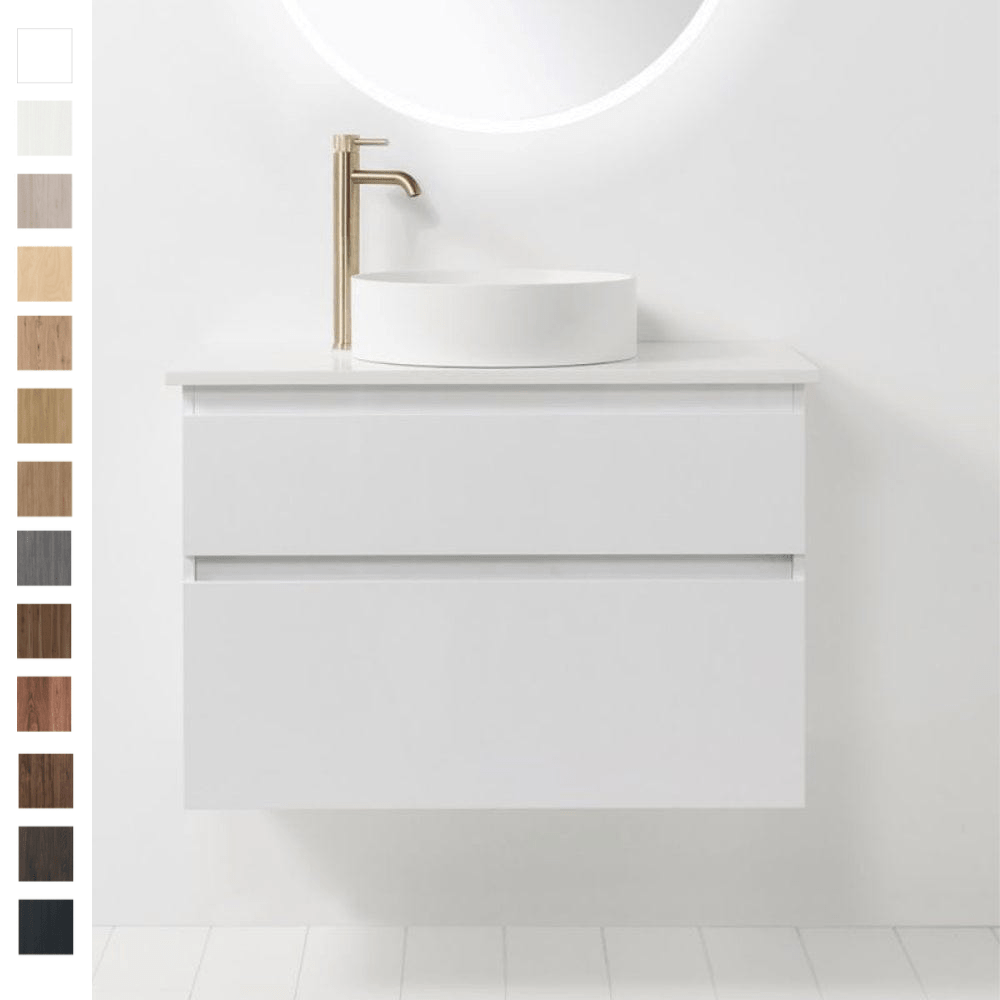 Bath Co Vanity VCBC Soft Solid Surface 800 Wall Vanity | 1 Basin + 2 Drawers