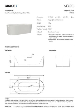 Bath Co Bath VCBC Grace Freestanding Bath