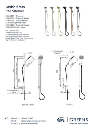 Greens shower Greens Lavish Brass Rail Shower | Brushed Brass