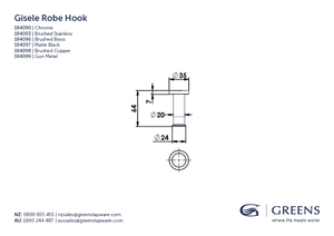 Greens Robe Hook Greens Gisele Robe Hook | Gunmetal