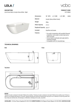 Bath Co Bath VCBC Lola Corner Bath