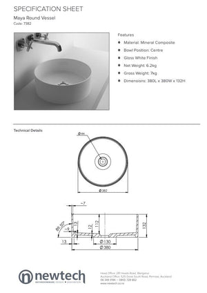 Newtech Basin Newtech Maya Round Vessel Basin