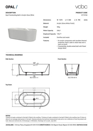 Bath Co Bath VCBC Opal Freestanding Bath