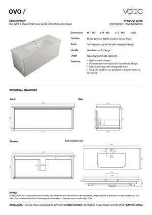 Bath & Co Vanity VCBC Ovo Vanity | 1 Drawer | Ceramic Basin