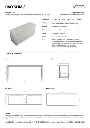 Bath Co Vanity VCBC Ovo Slim Vanity | 1 Drawer