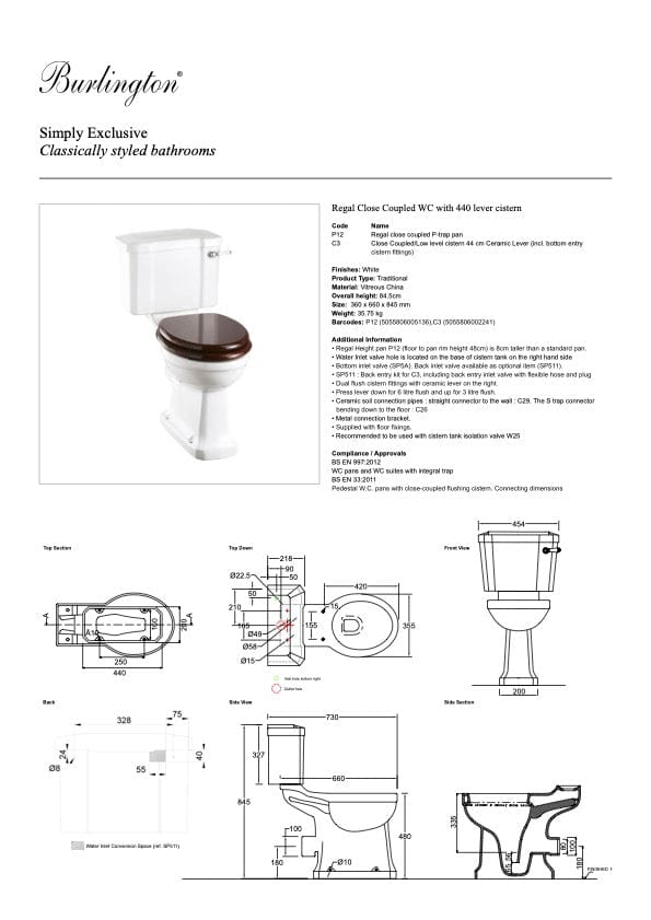 Burlington Toilet Suite Burlington WC Regal Close Couple Toilet