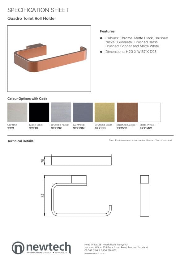 Newtech Toilet Roll Holder Newtech Quadro Toilet Roll Holder | Chrome