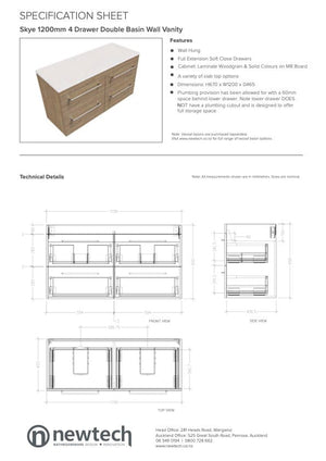 Newtech Newtech Skye Double Tier 1200mm | 4 Drawer Double Basin