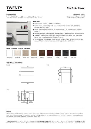 Bath & Co Vanity Michel César Twenty 610 Vanity | Single Basin & 2 Drawers