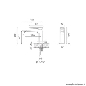 Progetto Basin Tap Como Basin Mixer | Brushed Gunmetal