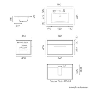 Progetto Vanity Mia 750 Vanity | 1 Drawer