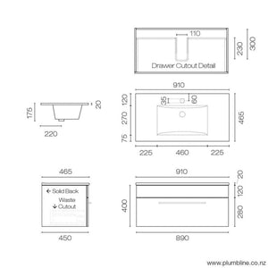 Progetto Vanities Mia 900 Vanity | 1 Drawer