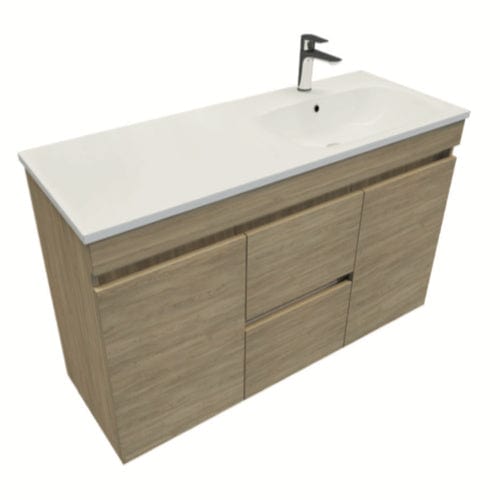 Newtech Lexa 1200 Double Tier Wall Vanity | 2 Door, 2 Drawer | Right O ...