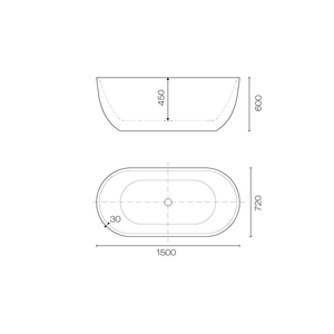 Plumbline Bath Kurv 1500 Freestanding Bath