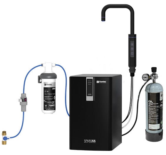 Puretec Filter Tap | Puretec Sparq S5 Filtered Sparkling + Chilled + Ambient Water Tap | Matte Black