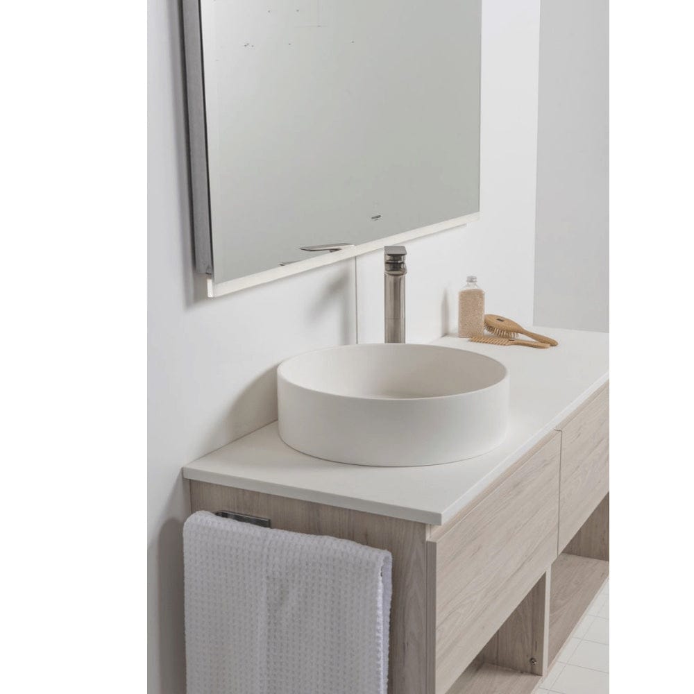 Bath & Co Vanity VCBC Soft Solid Surface 1300 Wall Vanity | 2 Basins, 2 Drawers + Shelves