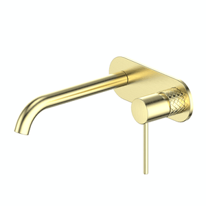 Greens Basin Tap Greens Textura Wall Basin Mixer with Faceplate | Brushed Brass