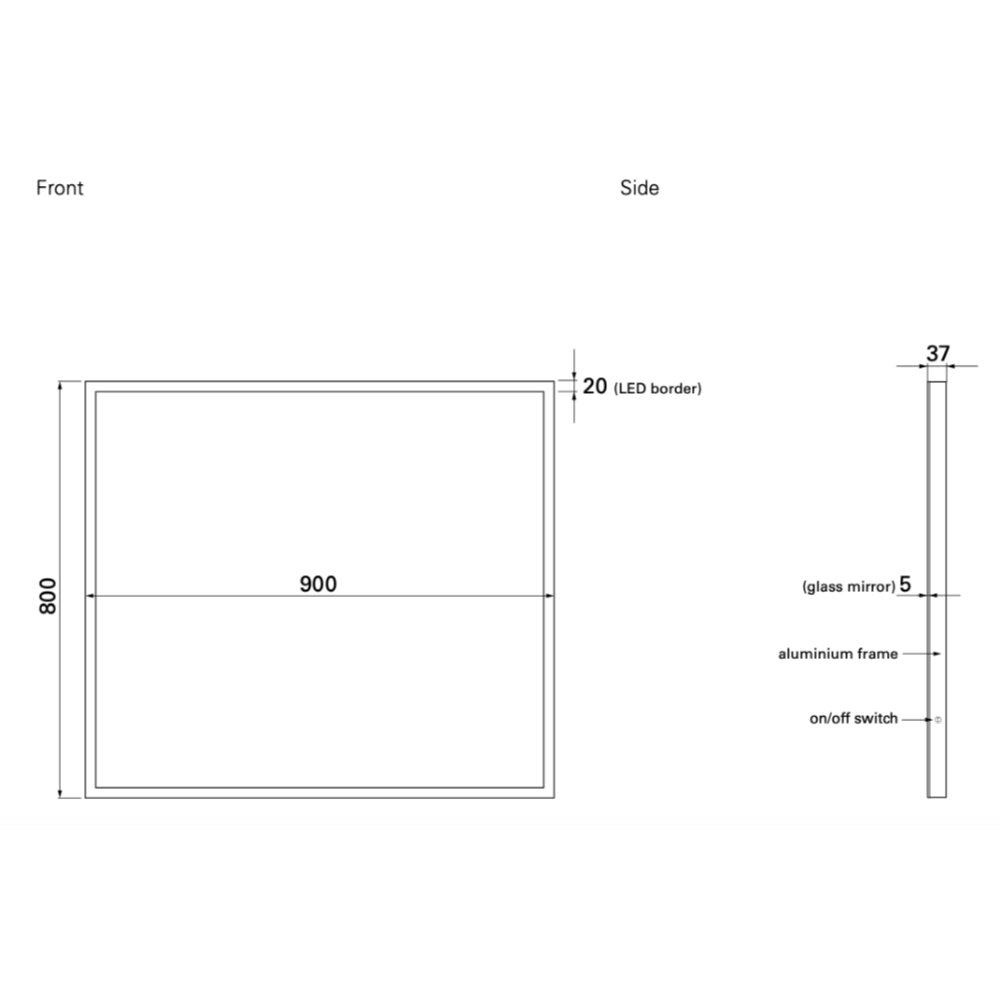 Bath & Co Mirror VCBC Rectangle LED Light Mirror 900